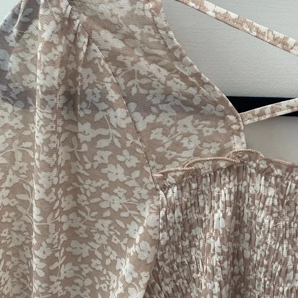 LE LIS Peasant Top Blouse M Floral Crop Long Sleeve Ruffle Boho Cottage Romantic - Image 9