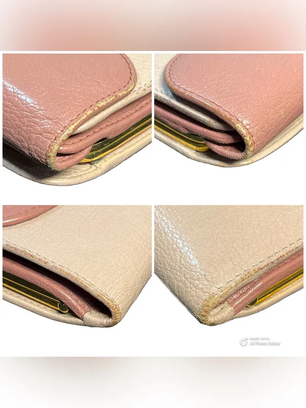 Miu Miu Madras Bicolore Trifold Frame Wallet Kiss Lock Pink WOC 5ME120 Box - Image 14