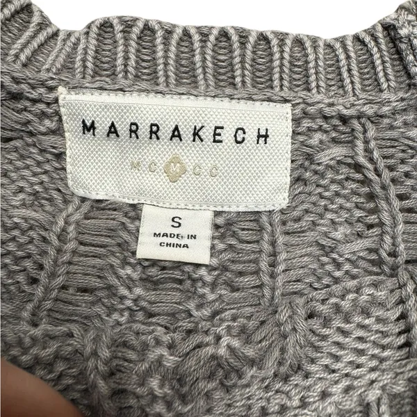 🤍 MARRAKECH Gray Cable Knit Cotton Sweater 🤍 Women’s Small‎ Cozy Classic - Image 5