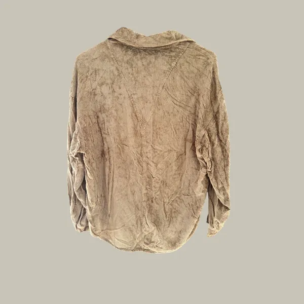 Rag & Bone Womens XS Camel Tan Ribbed Viscose‎ Corduroy Button Down Shirt - Image 2