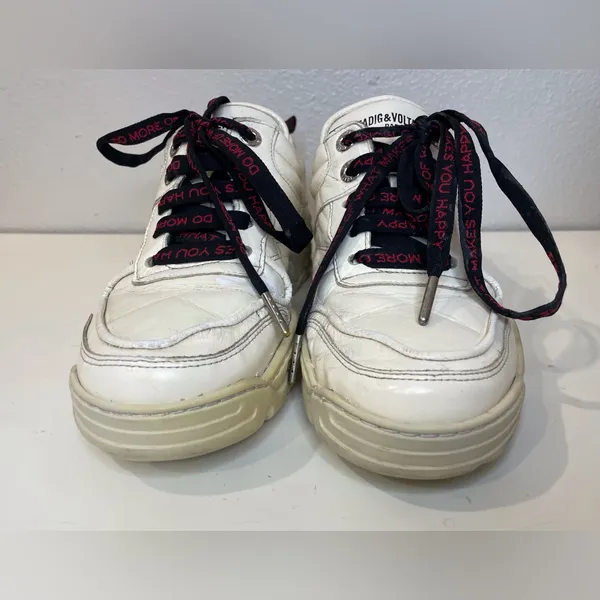 Zadig & Voltaire Women’s Blaze Stylish White Leather Sneakers Size‎ 7.5 (38) - Image 6