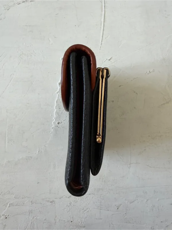 Vintage Dooney & Bourke Leather Card Wallet w/Kiss Lock Coin Purse Black & Brown - Image 2