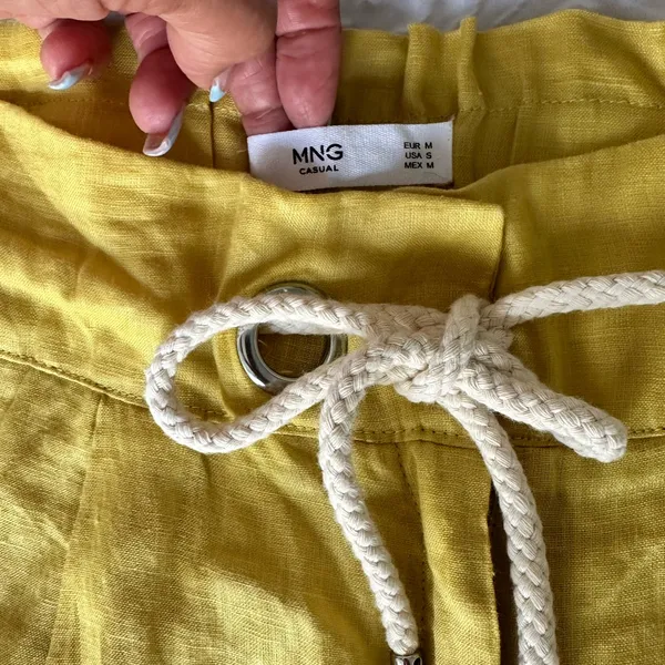 Mango Yellow Women's Shorts with Drawstring - Image 3