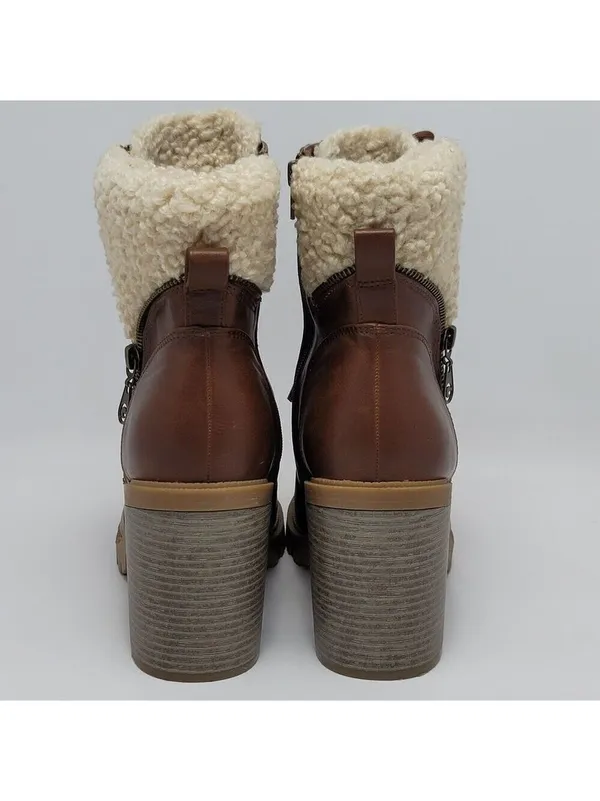GBG By Guess Jesera Lace Up Ankle Boots Sherpa Fleece Lined Heeled Booties 10M - Image 4