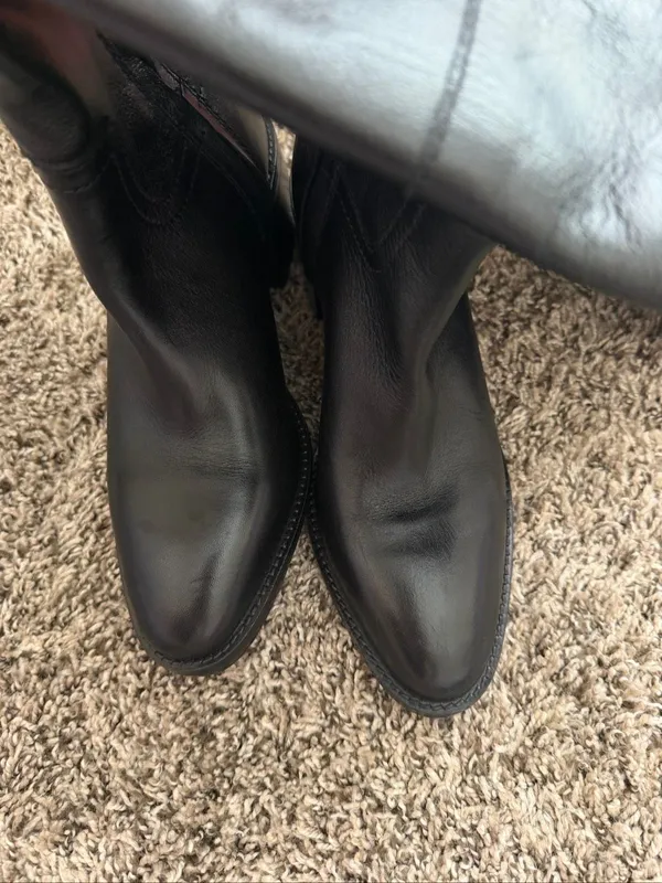 Zara Knee High Mid Heel Leather Boots Size 6 or 36 - Image 6