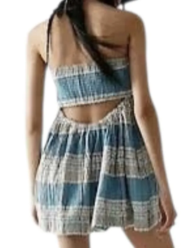 Free People Barbara Plaid Babydoll Strapless Romper - Image 4