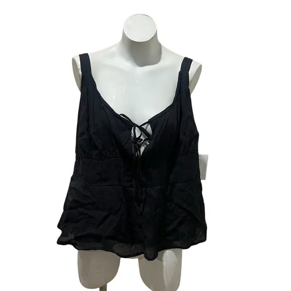 Torrid Tank Top Womens Size 2 Plus Black Tie-Front Peplum Cami V-Neck - Image 4
