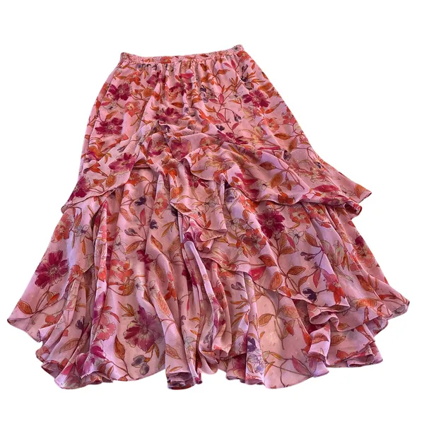 MISA Los Angeles Seva Maxi Skirt Floral Boho‎ Ruffles Size Large - Image 2