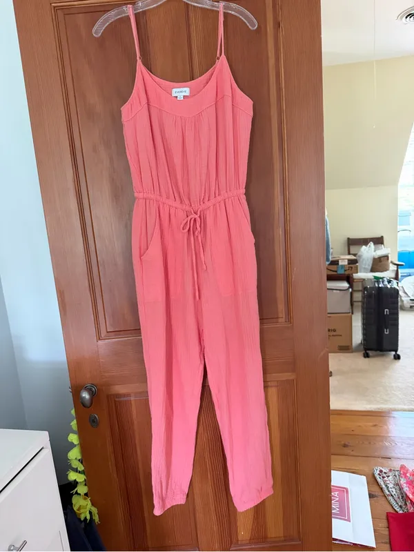 Evereve Womens Pink Sleeveless Drawstring Jumpsuit - Image 4