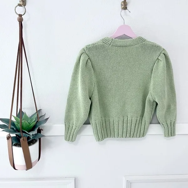Zara Light Green Jeweled Cardigan Sweater Knit Size S Cottagecore Soft Girl Boho - Image 7
