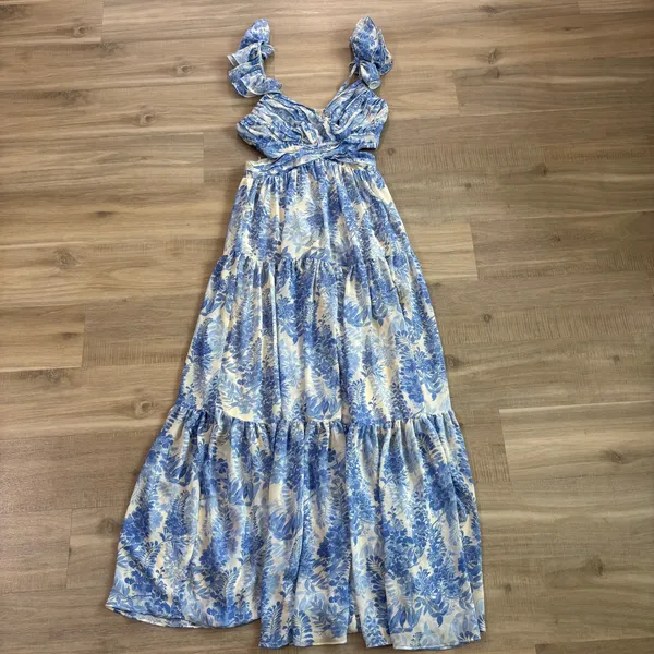 ASTR the Label Fritillaria Maxi Dress Women Size XS Blue Floral - Image 3