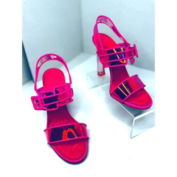 Louboutin Duniss PVC Heels Pink Transparent Sandals 100mm Size EU 36.5 - Image 10