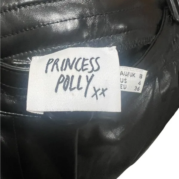Princess Polly Love Club Black Faux Vegan Leather Straight Pants‎ Size 4 - Image 12