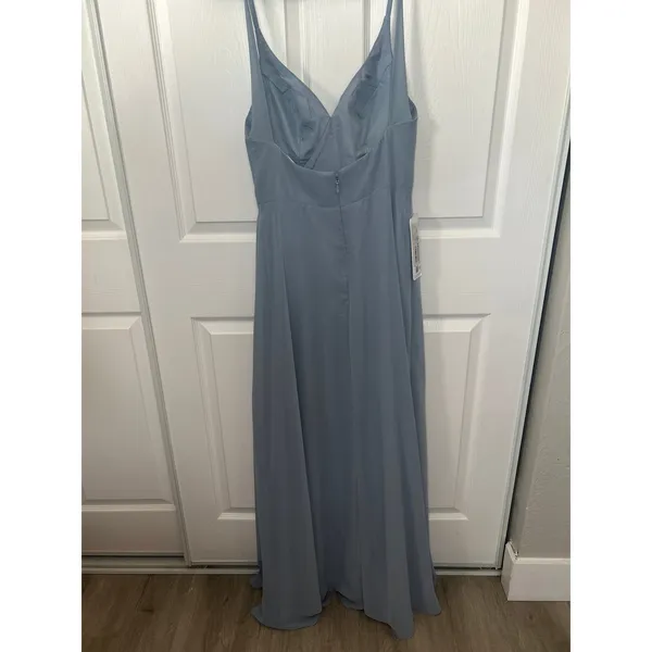 NWT Azazie Davis Bridesmaid Dress Chiffon Long Formal Gown Dusty Blue A4‎ - Image 5