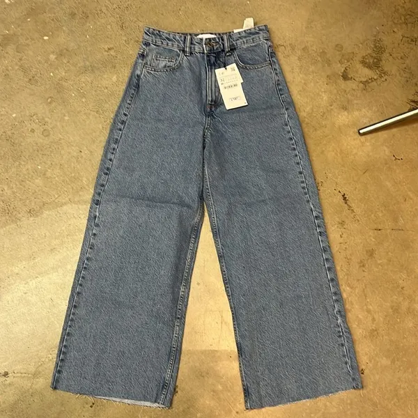 Zara High-Rise 8197/816 Wide‎ Leg Culotte Jeans Sz:00 NWT C24 - Image 4