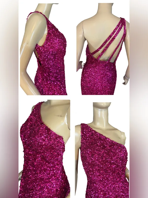 Sherri Hill Pink Sequin Maxi Dress W/Dramatic Side Slit Dress (6) - Image 8