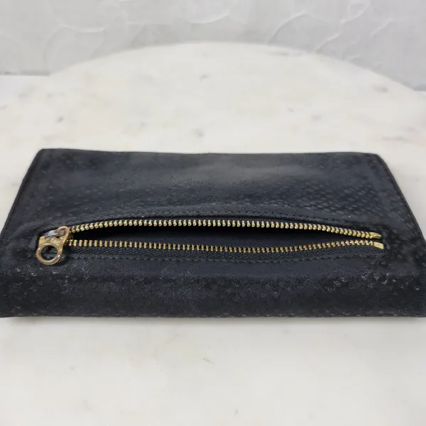 See By Chloe Checkbook Wallet 7.25" Black Soft Embossed Leather Bi-Fold Clutch - Image 10