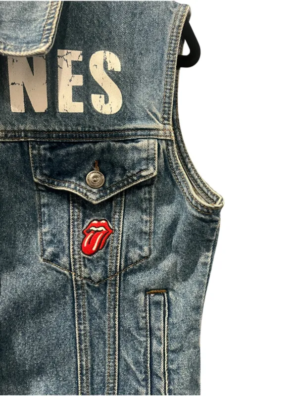 Rolling Stones Forever 21 Denim Vest Medium Back Patch Rock Band Concert Jean M - Image 4