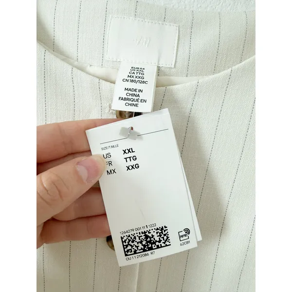NWT H&M White Pinstriped Button Front Vest Top US XXL - Image 5