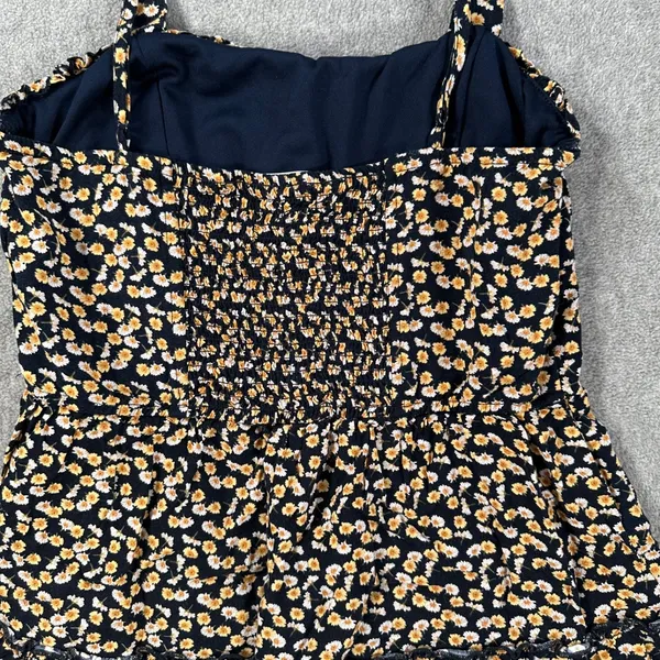 Row A Floral Mini Dress Size Small Navy Blue/Yellow Ruffle Tiered Sundress - Image 8