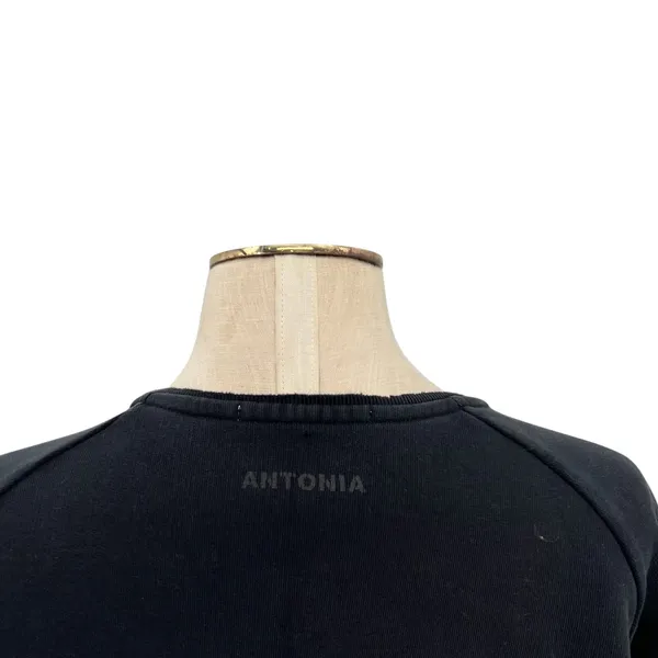 MSGM Black Multicolor‎ Logo Crewneck Sweatshirt Cotton Raw Hem Size Large - Image 9