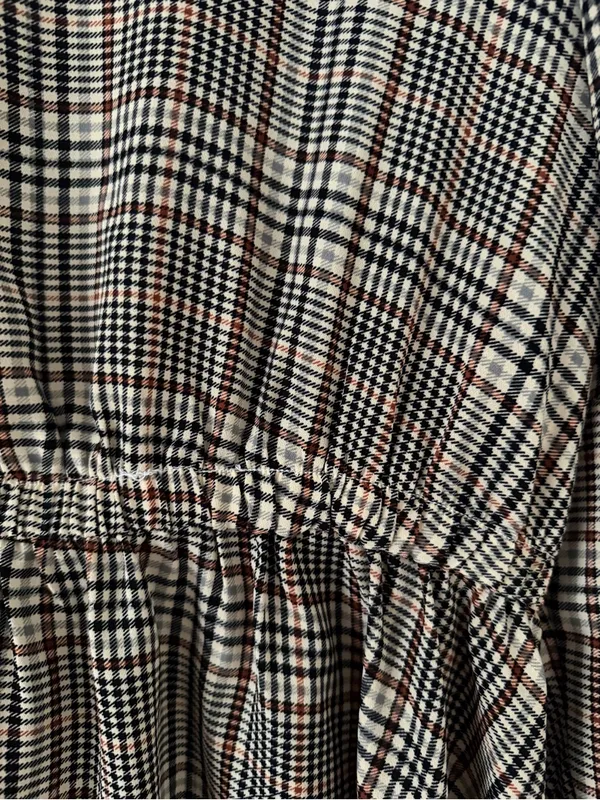 Plaid Mini Dress with Wide Sailor Collar - Brown Plaid - Image 5