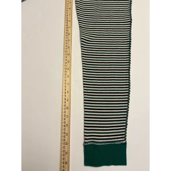 Victoria's Secret Pajama Set Women L Green Striped Thermal Lounge Sleepwear Set - Image 14