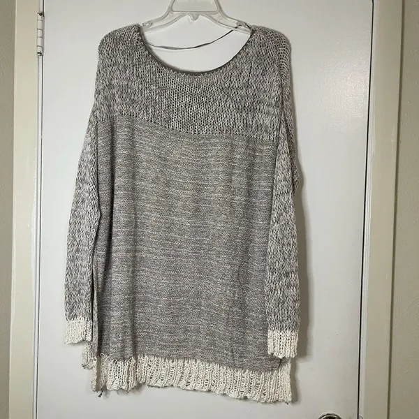 Free People Haiku Pullover Sweater open knit tunic beige ivory size small - Image 5