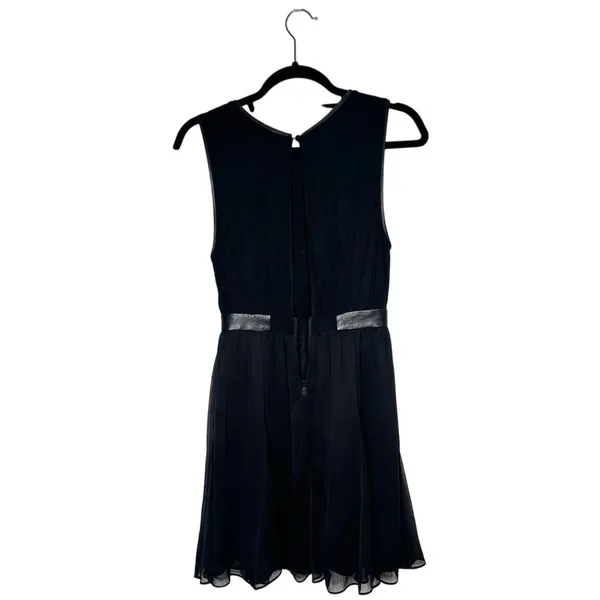 Alice + Olivia Mini Dress Leather Trim Women's Black Size Small - Image 3