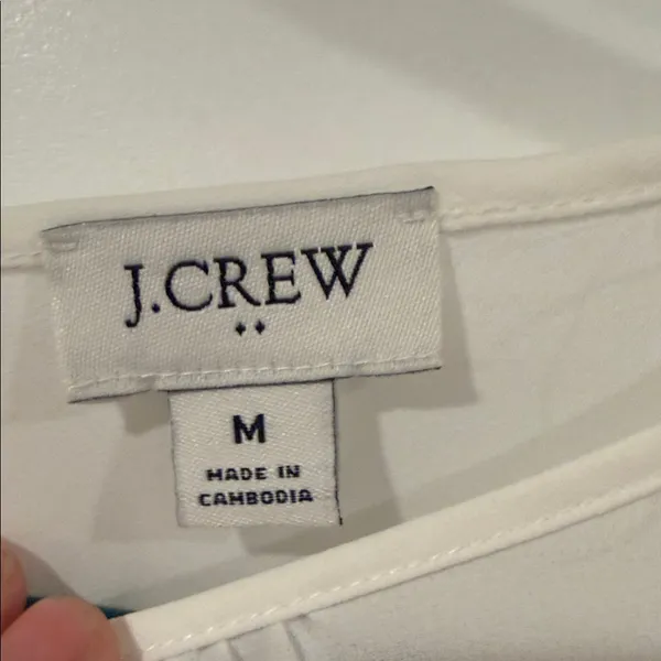 J. Crew White‎ Pleated Long-Sleeve Blouse medium - Image 6