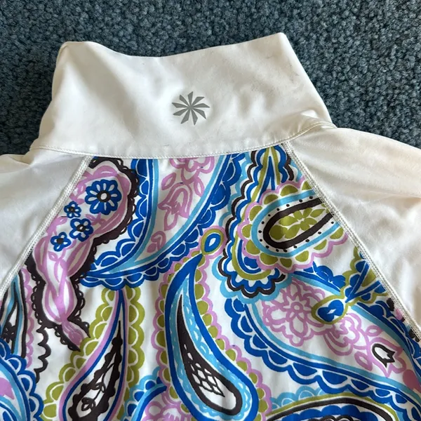 Athleta 1x white sleeves floral quarter zip lightweight stretchy bright cute - Image 6