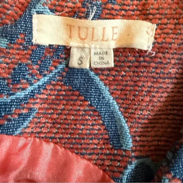 Anthropologie Tulle Structured Tapestry Scoop Neck Mini Dress Sz S - Image 6
