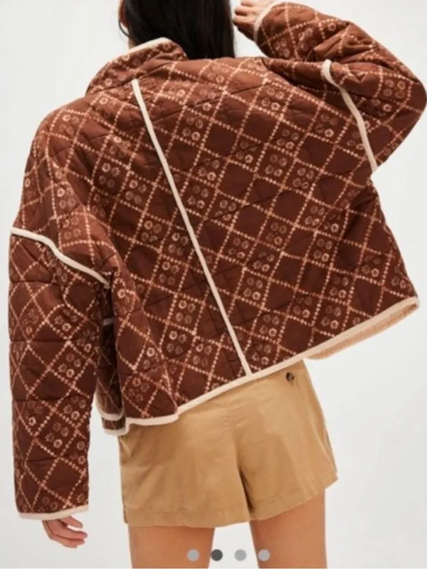 Free People Quilted Chloe Jacket in Brown - Image 2
