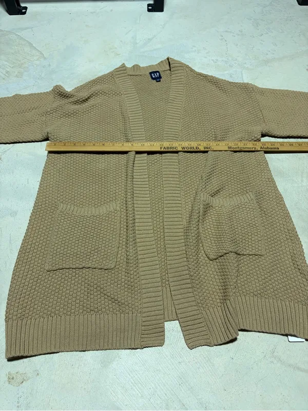 GAP NWT Open-Front Chunky Knit Cardigan taupe XL MSRP$80 - Image 4
