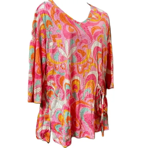 Ali Miles Blouse V-Neck Tunic Abstract Geometric Print Size Medium Top - Image 6