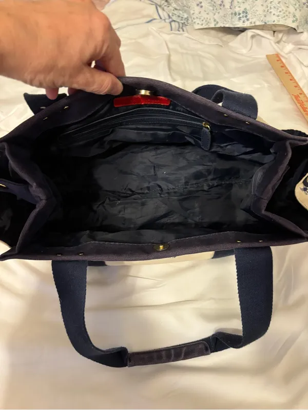 Tommy Hilfiger Navy Canvas Lobster Print Tote Bag Coastal Beach Shopper - Image 3