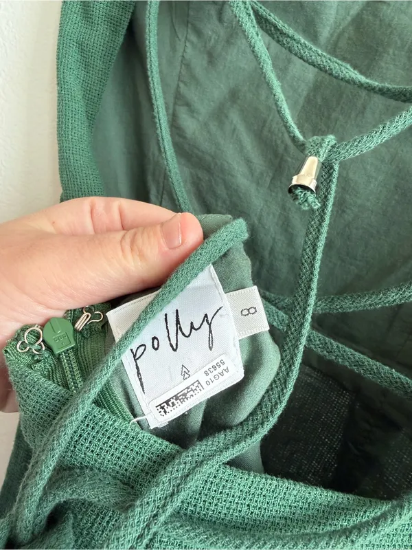 Oh Polly Dark Green Strappy Back Cotton Mini Dress Size 8 - Image 9