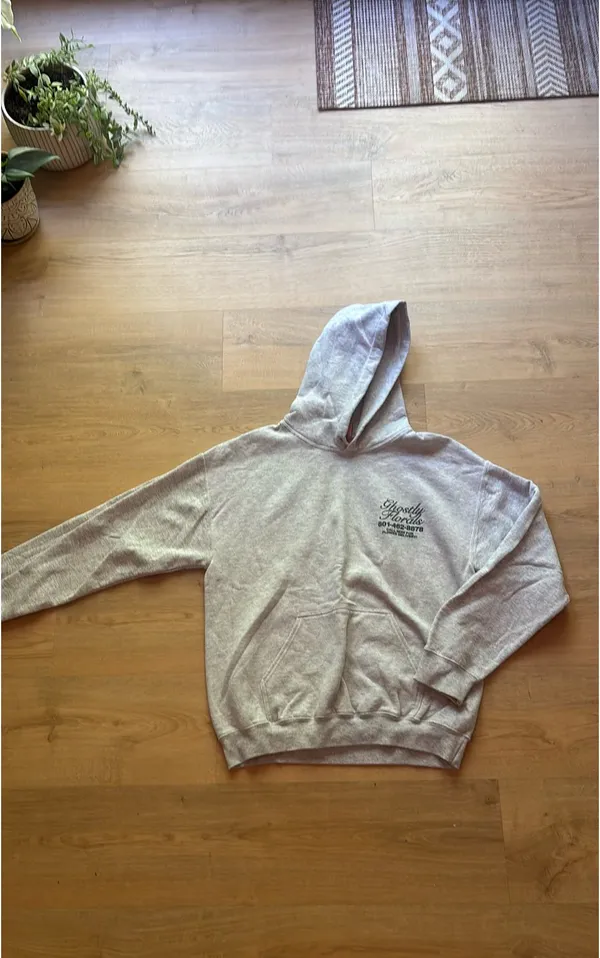 Lonely Ghost Hoodie Grey Ghostly Florals  - Image 3