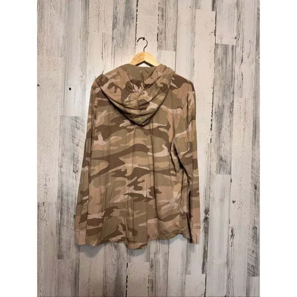 Old Navy Camo Henley Hoodie Pullover Shirt Womens XXL Soft Washed Long Sleeve - Image 3