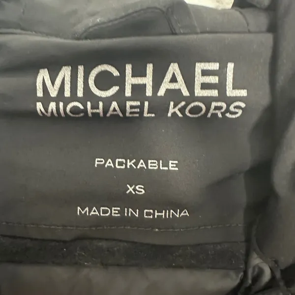 Michael Michael Kors Black Packable Puffer Coat Hooded Womens XS Longline Jacket - Image 2