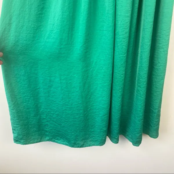 Mango CASUAL Maxi Skirt Green Satin Polyester Floor Length Elastic Waist XS - Image 8