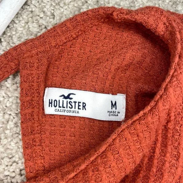 Hollister orange long sleeve top with tie detail - Image 2