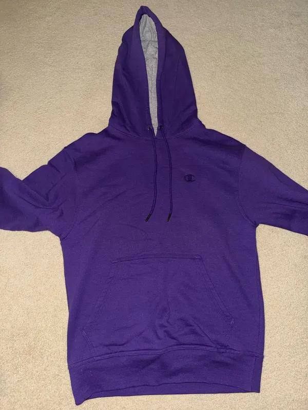 Men’s purple champion hoodie - Image 2