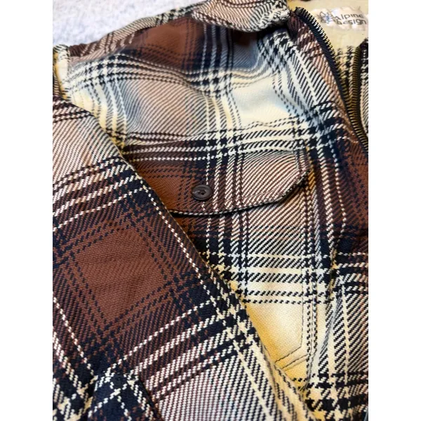 Alpine Design Women Plaid Sherpa Lined Zip Up‎ Jacket Brown Cream Black Sz M NWT - Image 4