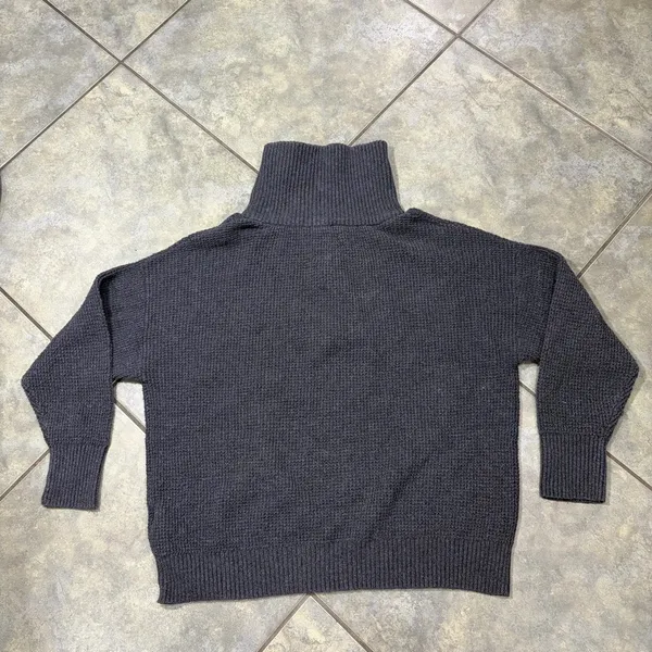 Aerie Women's Sweater CozyUp Waffle Knit Quarter Zip Gray Boxy Oversized Sz S - Image 7