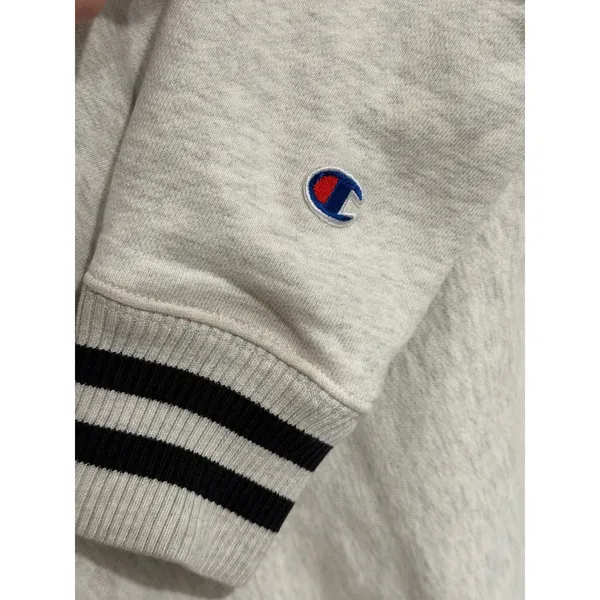 Champion Reverse Weave Sweatshirt Oatmeal Heather Striped Trim Women's Small‎ - Image 5