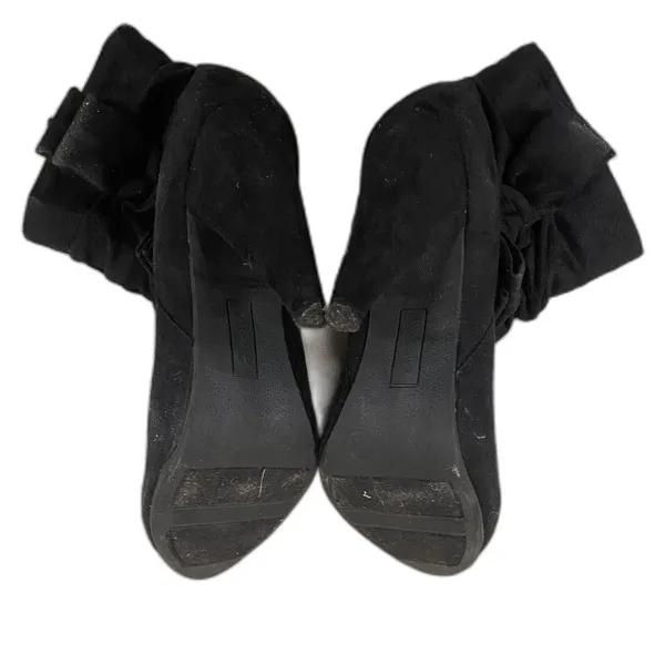 Mossimo Fall Black Faux Suede Side Zip Up Heel Booties with Bow Women's Sz 7.5 - Image 5