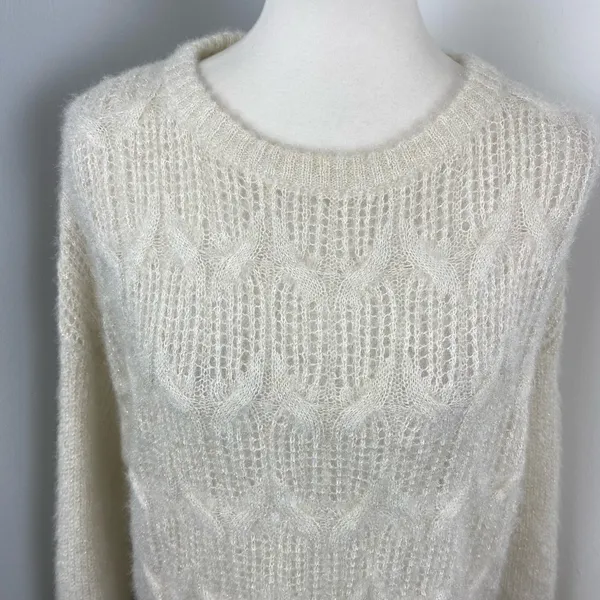 Soft Surroundings Ivory Soft Fuzzy Narcissa Crew Neck Sweater XL - Image 7