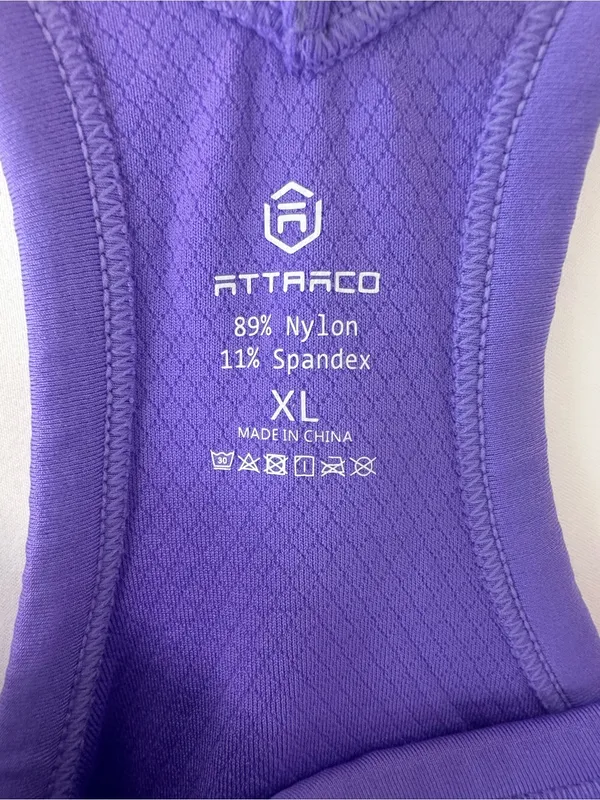 Attraco Women’s Purple Ribbed Racerback Scoop Neck Stretch Tank Top XL - Image 4