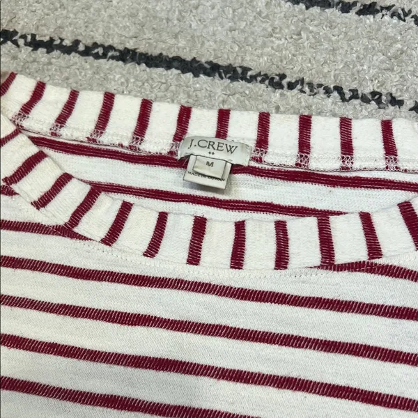 J. Crew Red and White Striped Long Sleeve Top - Image 6